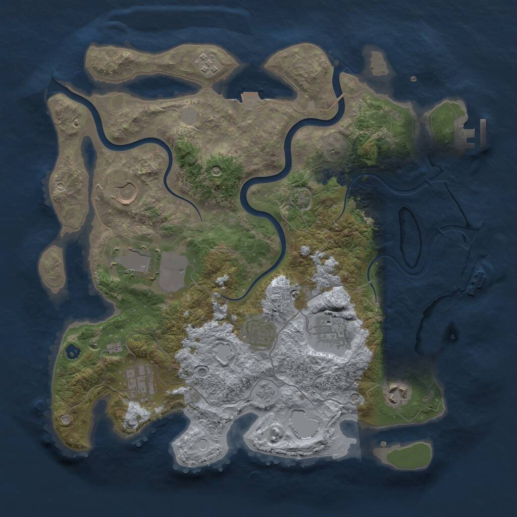Rust Map: Procedural Map, Size: 3500, Seed: 2144070811, 13 Monuments