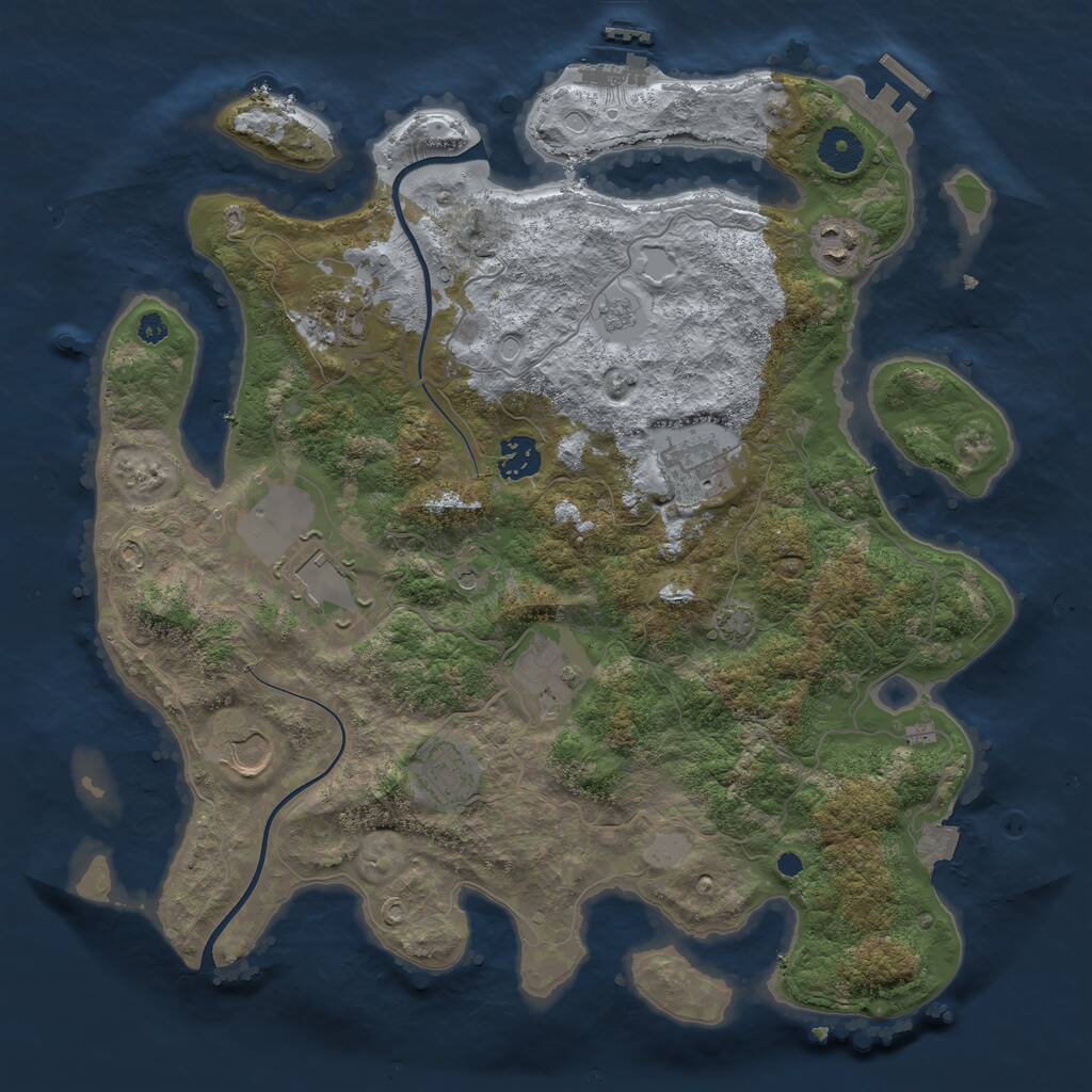 Rust Map: Procedural Map, Size: 3700, Seed: 2056284935, 14 Monuments