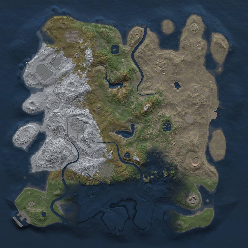 Rust Map: Procedural Map, Size: 4000, Seed: 100211, 14 Monuments