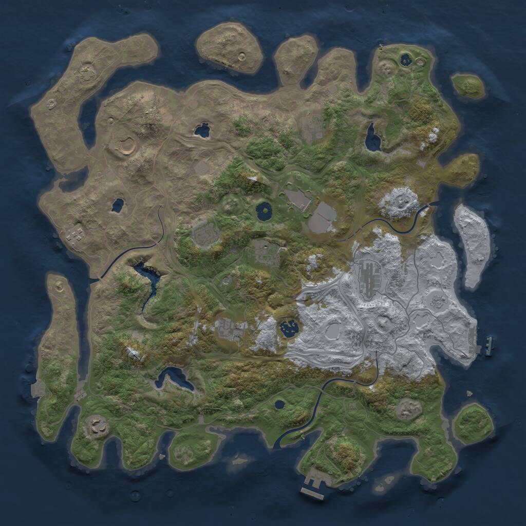 Rust Map: Procedural Map, Size: 4500, Seed: 91249245, 16 Monuments