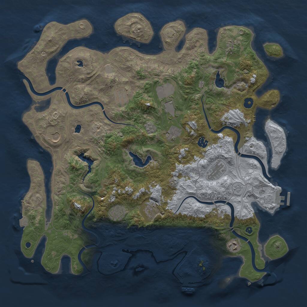 Rust Map: Procedural Map, Size: 4500, Seed: 91249245, 17 Monuments
