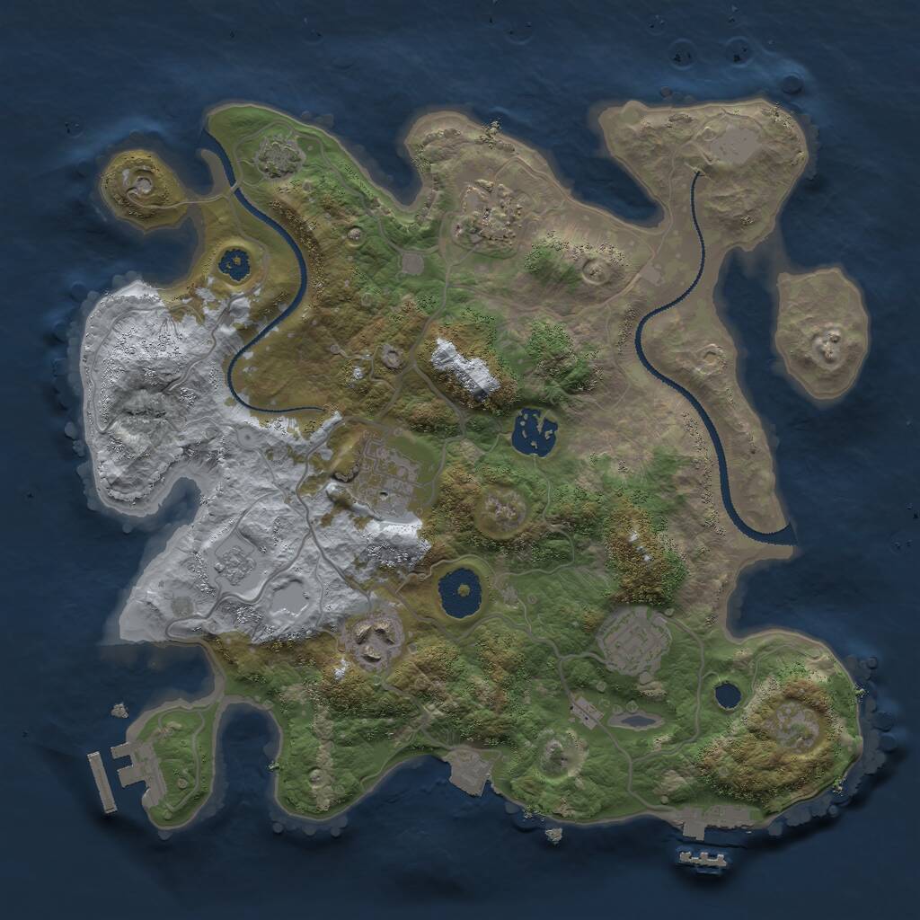 Rust Map: Procedural Map, Size: 3000, Seed: 1389208360, 10 Monuments