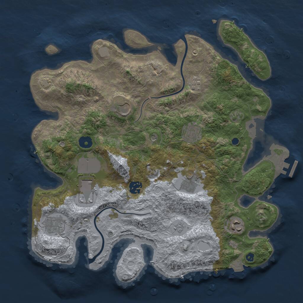 Rust Map: Procedural Map, Size: 3500, Seed: 777144172, 13 Monuments