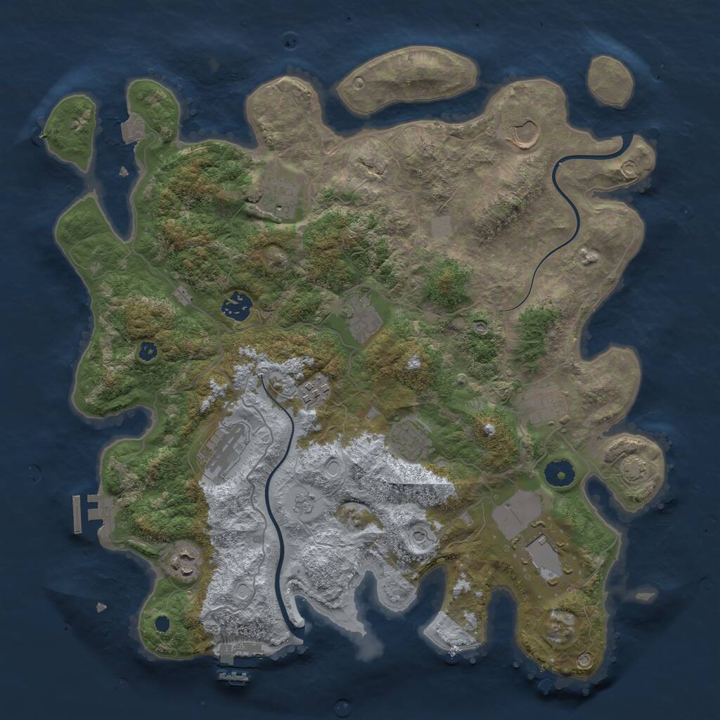 Rust Map: Procedural Map, Size: 3800, Seed: 1684225, 16 Monuments