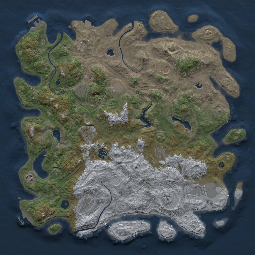 Rust Map: Procedural Map, Size: 4500, Seed: 143547449, 17 Monuments