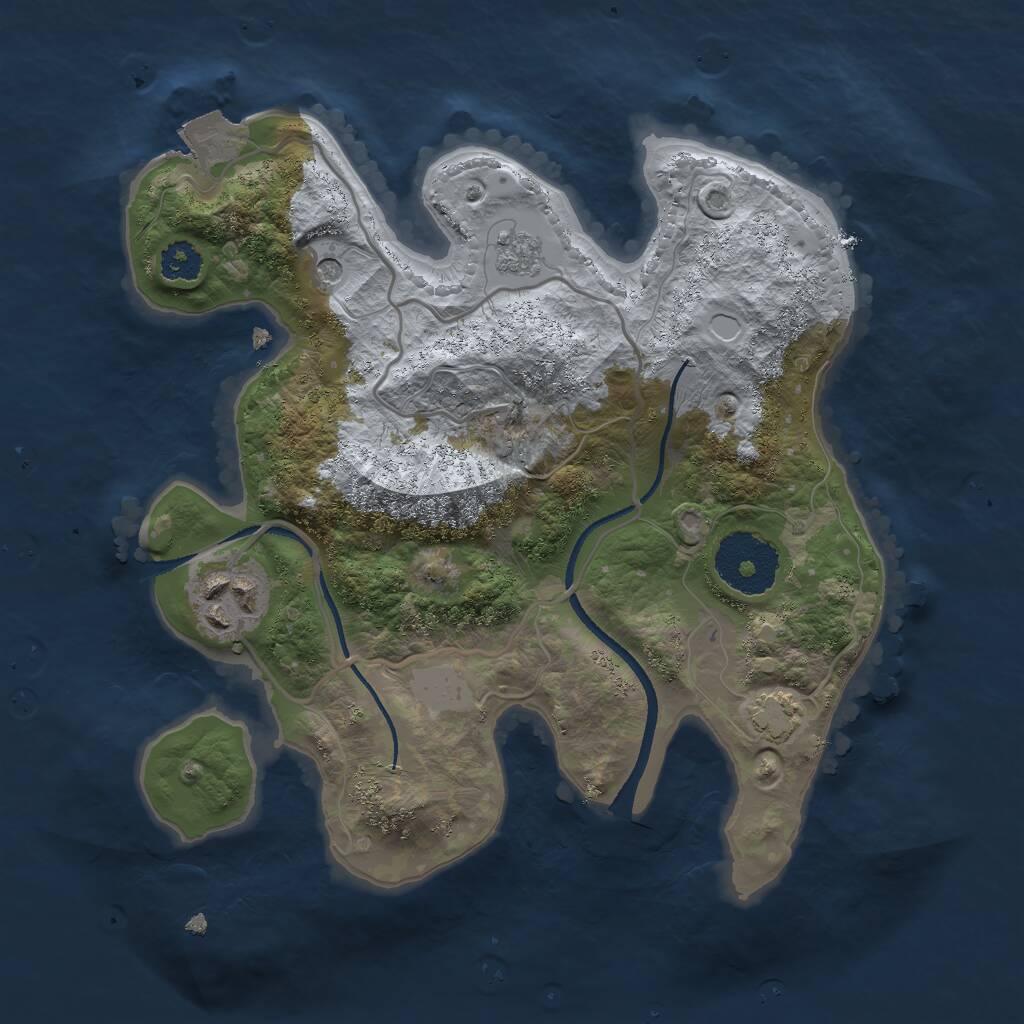 Rust Map: Procedural Map, Size: 2500, Seed: 1693633984, 5 Monuments