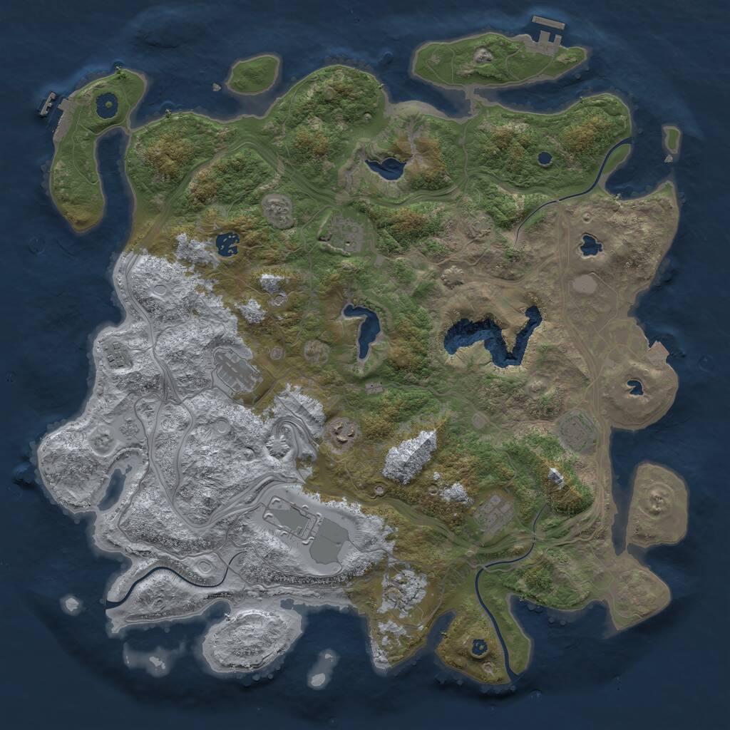 Rust Map: Procedural Map, Size: 4500, Seed: 1132042208, 15 Monuments