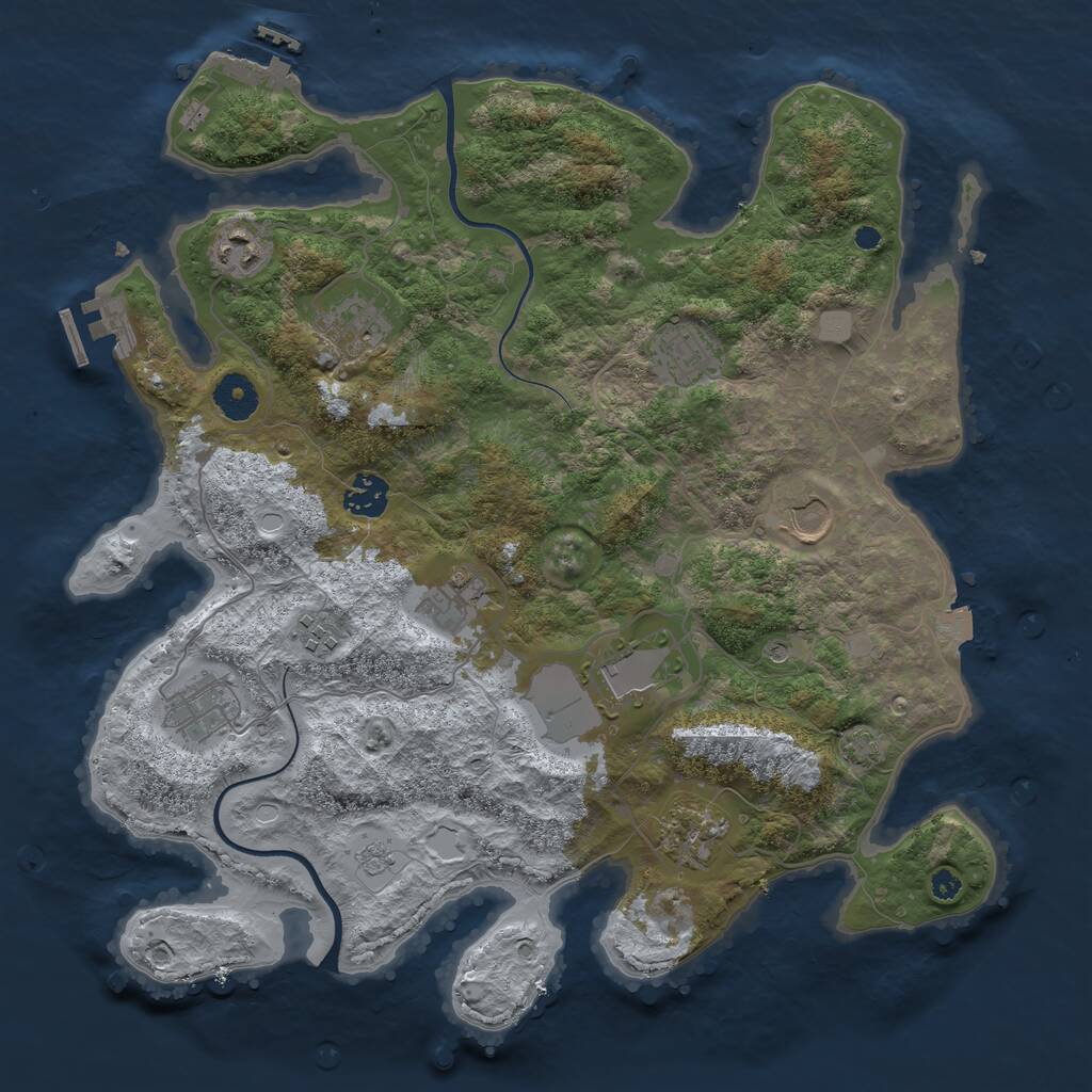 Rust Map: Procedural Map, Size: 3700, Seed: 1024018502, 16 Monuments