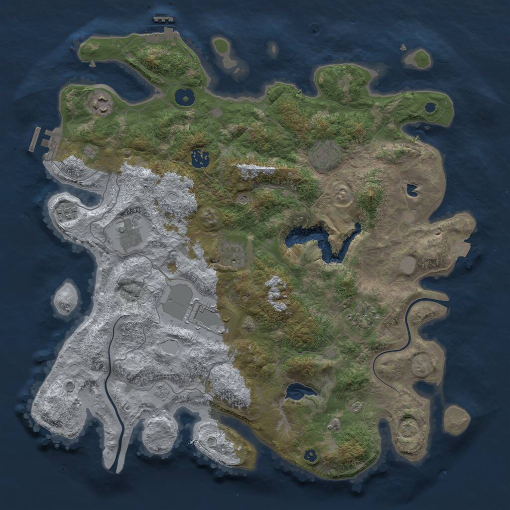 Rust Map: Procedural Map, Size: 4000, Seed: 794368287, 14 Monuments