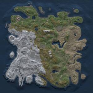 Thumbnail Rust Map: Procedural Map, Size: 4000, Seed: 794368287, 14 Monuments