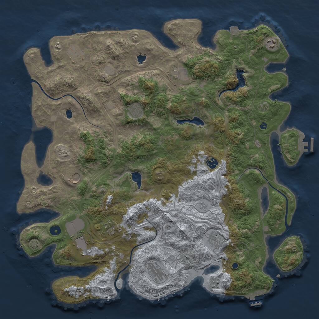 Rust Map: Procedural Map, Size: 4500, Seed: 909194473, 17 Monuments