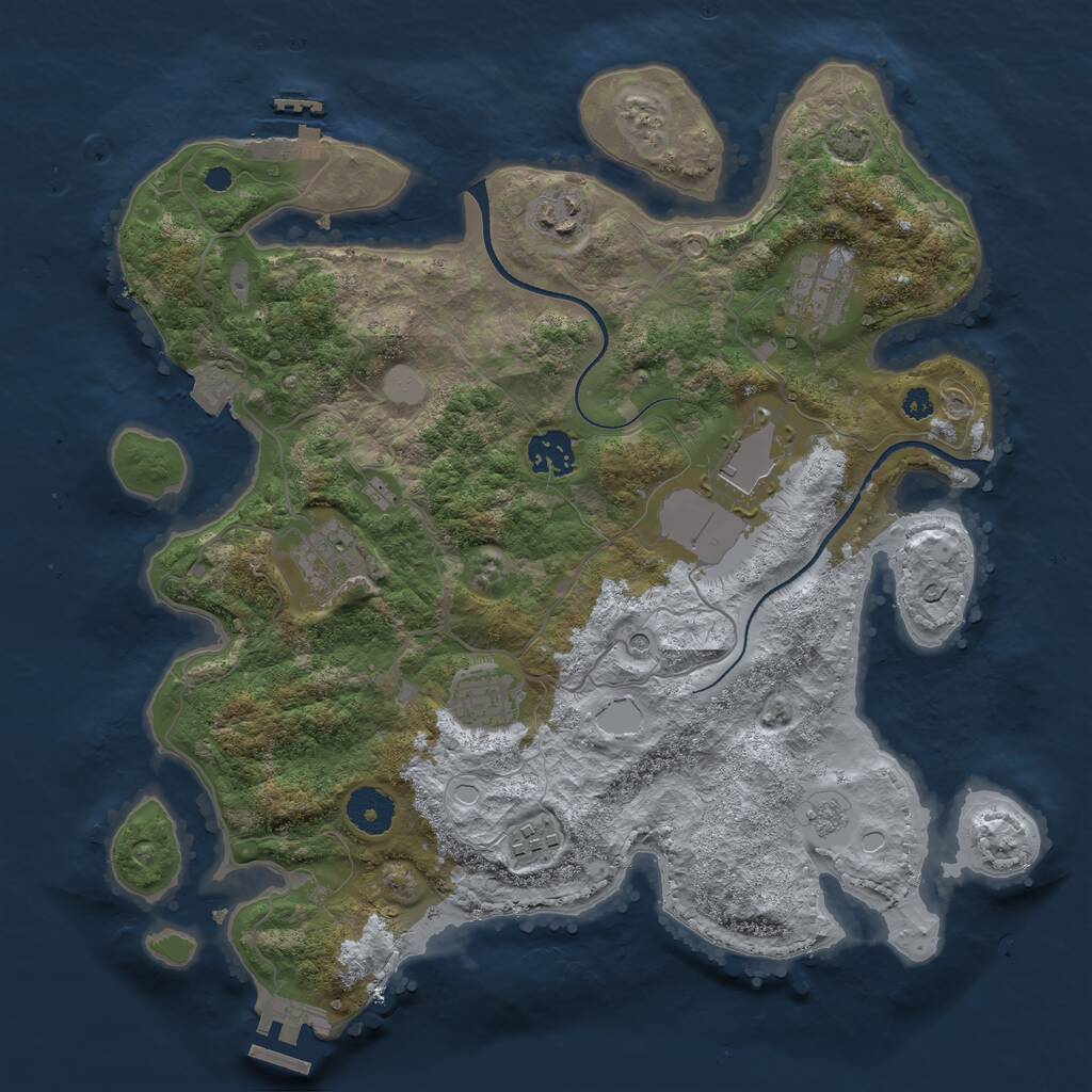 Rust Map: Procedural Map, Size: 3500, Seed: 527656034, 13 Monuments