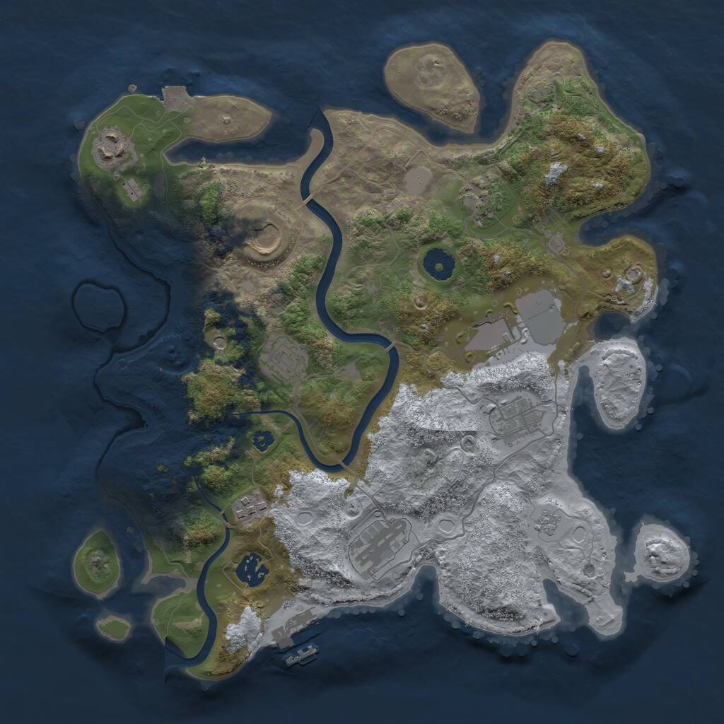 Rust Map: Procedural Map, Size: 3500, Seed: 527656034, 14 Monuments