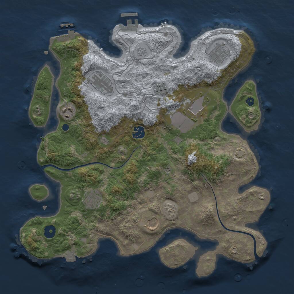 Rust Map: Procedural Map, Size: 3500, Seed: 543678, 14 Monuments