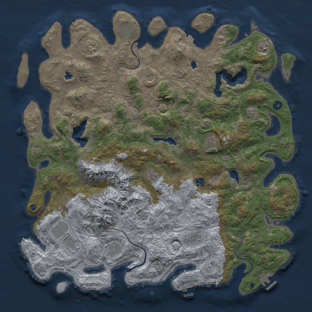 Rust Map: Procedural Map, Size: 5000, Seed: 1843511559, 17 Monuments