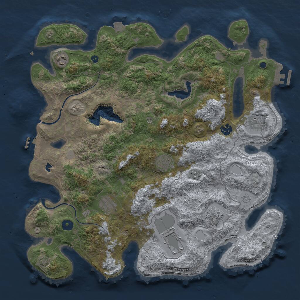 Rust Map: Procedural Map, Size: 4000, Seed: 53553, 14 Monuments