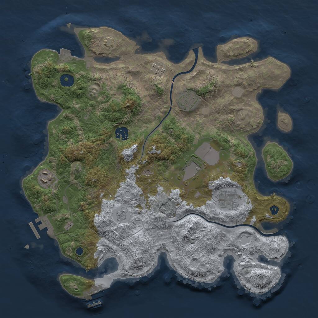 Rust Map: Procedural Map, Size: 3500, Seed: 233132442, 12 Monuments