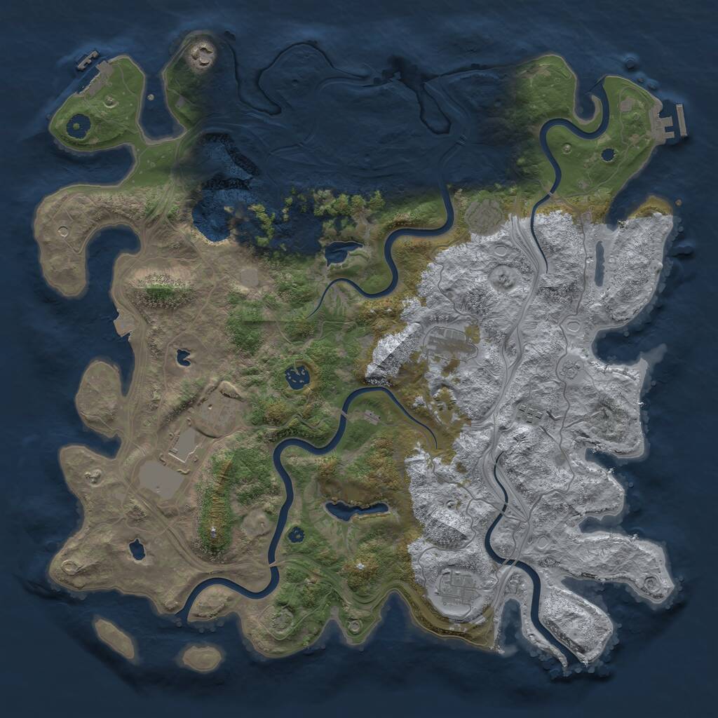 Rust Map: Procedural Map, Size: 4500, Seed: 34808666, 14 Monuments