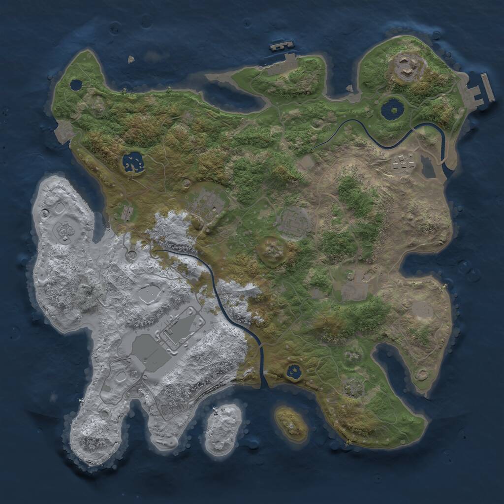 Rust Map: Procedural Map, Size: 3500, Seed: 942817953, 13 Monuments