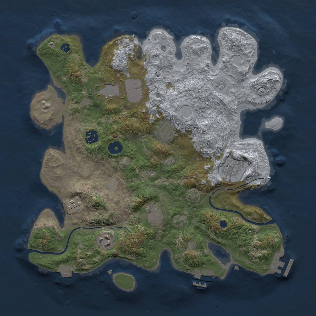 Rust Map: Procedural Map, Size: 3500, Seed: 884376176, 13 Monuments