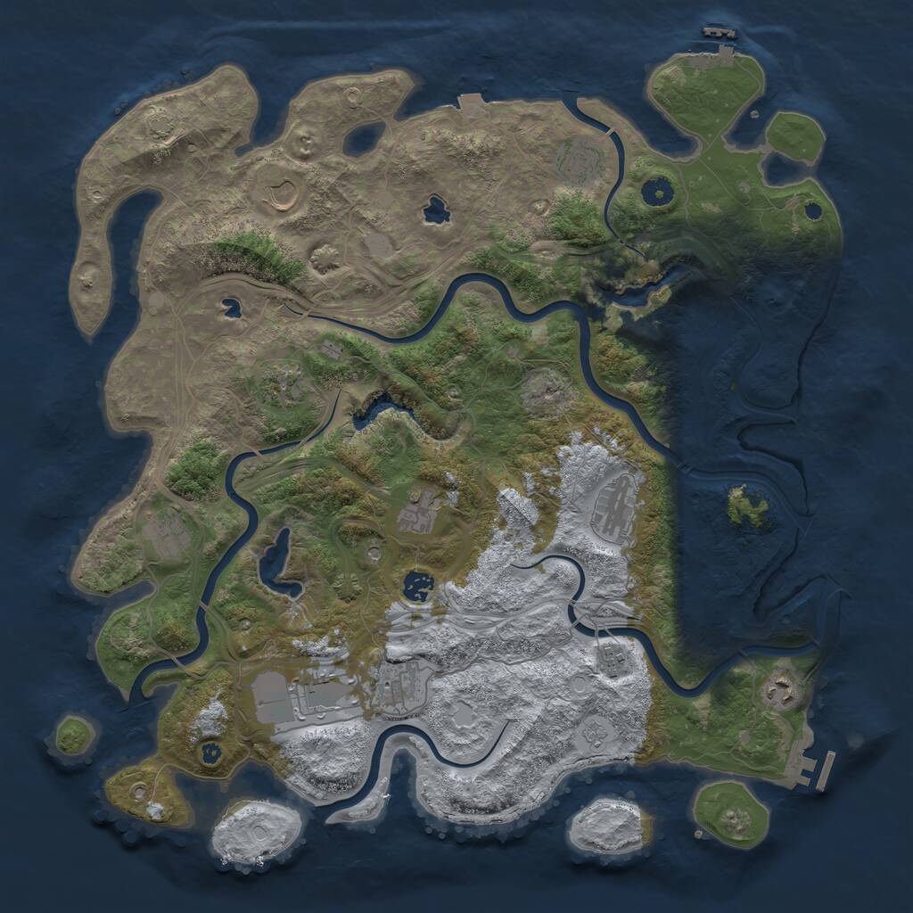 Rust Map: Procedural Map, Size: 4500, Seed: 1125618862, 17 Monuments