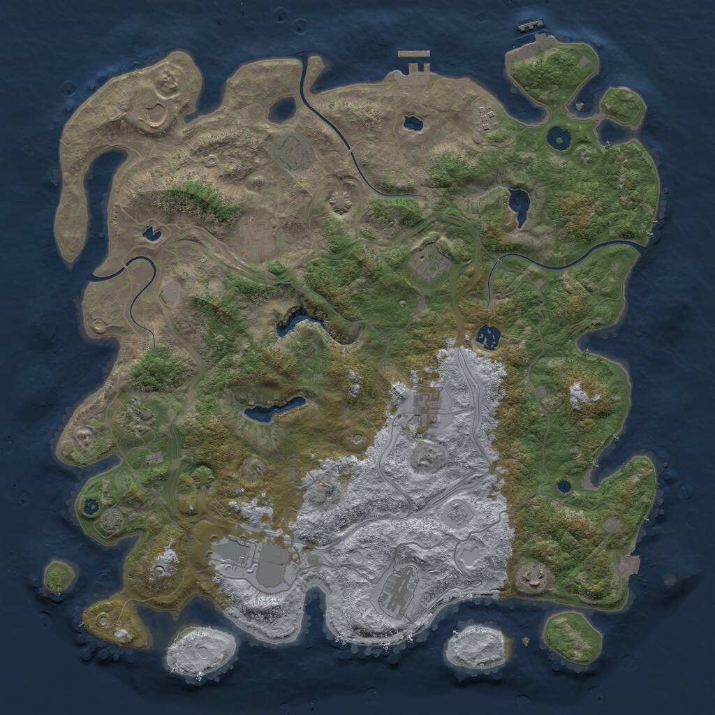 Rust Map: Procedural Map, Size: 4500, Seed: 1125618862, 17 Monuments