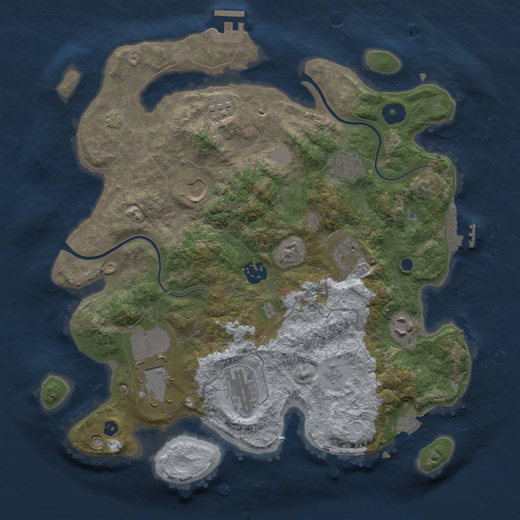 Rust Map: Procedural Map, Size: 3500, Seed: 1125618862, 14 Monuments