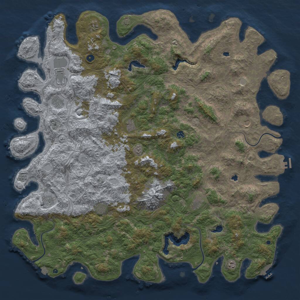 Rust Map: Procedural Map, Size: 6000, Seed: 243260555, 17 Monuments