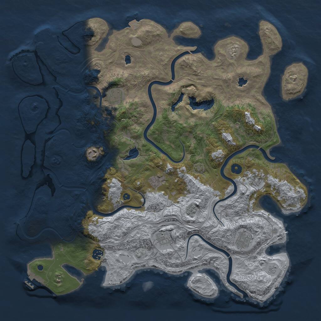Rust Map: Procedural Map, Size: 4500, Seed: 165950475, 14 Monuments