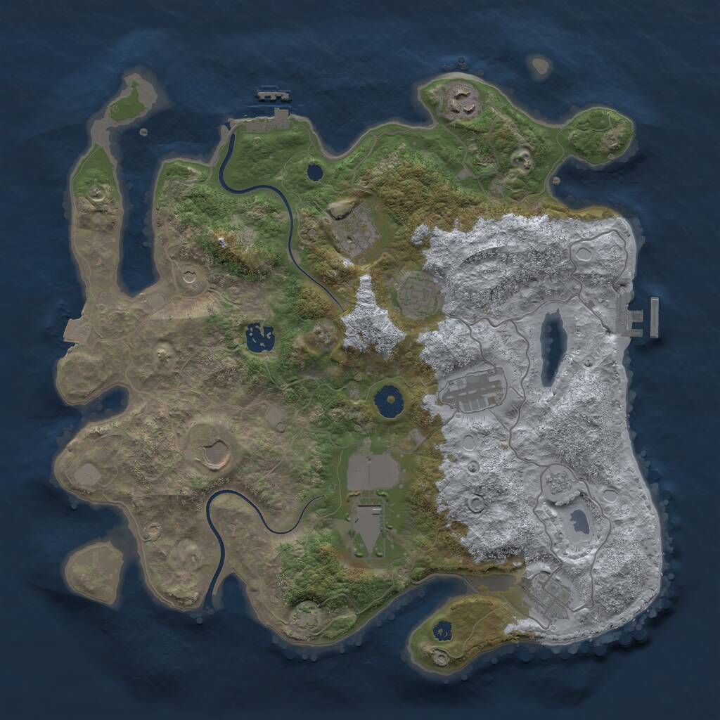 Rust Map: Procedural Map, Size: 3600, Seed: 10911, 14 Monuments