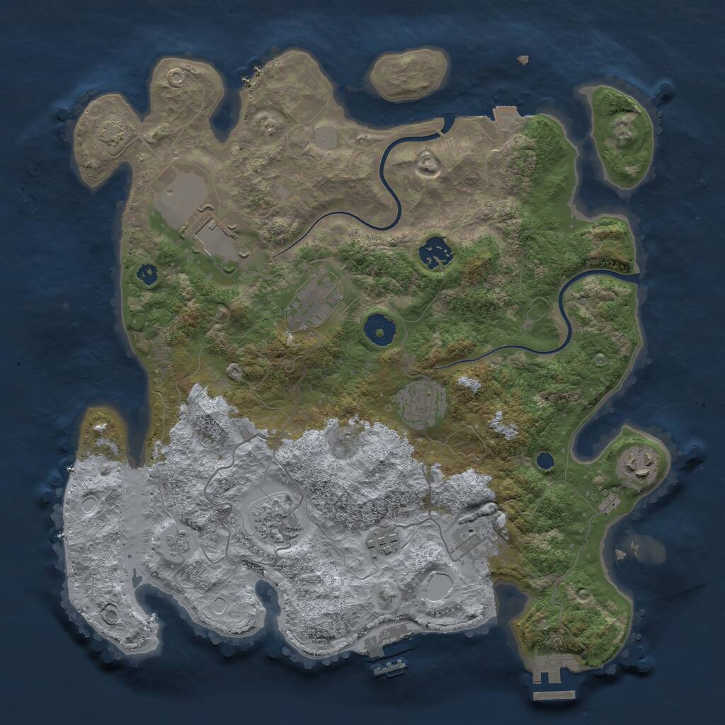 Rust Map: Procedural Map, Size: 3500, Seed: 128148119, 13 Monuments