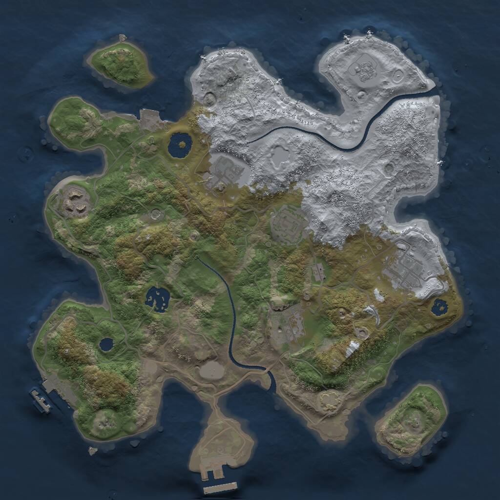 Rust Map: Procedural Map, Size: 3000, Seed: 1027923738, 12 Monuments