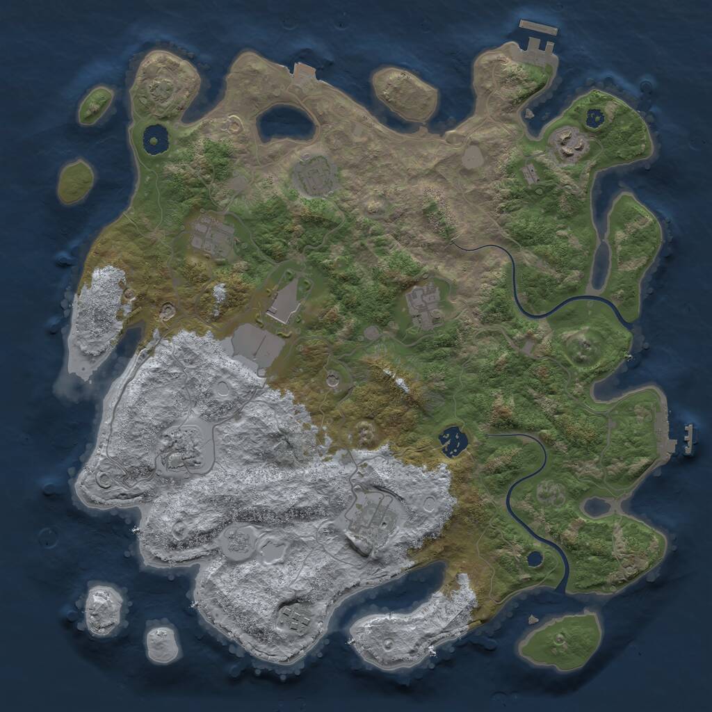 Rust Map: Procedural Map, Size: 3750, Seed: 457039994, 15 Monuments