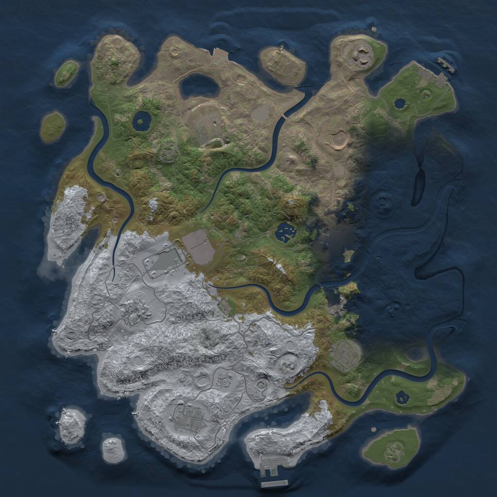 Rust Map: Procedural Map, Size: 3750, Seed: 457039994, 16 Monuments