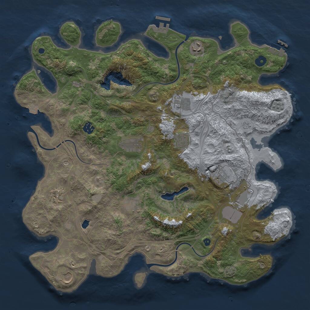 Rust Map: Procedural Map, Size: 4250, Seed: 1841140539, 17 Monuments