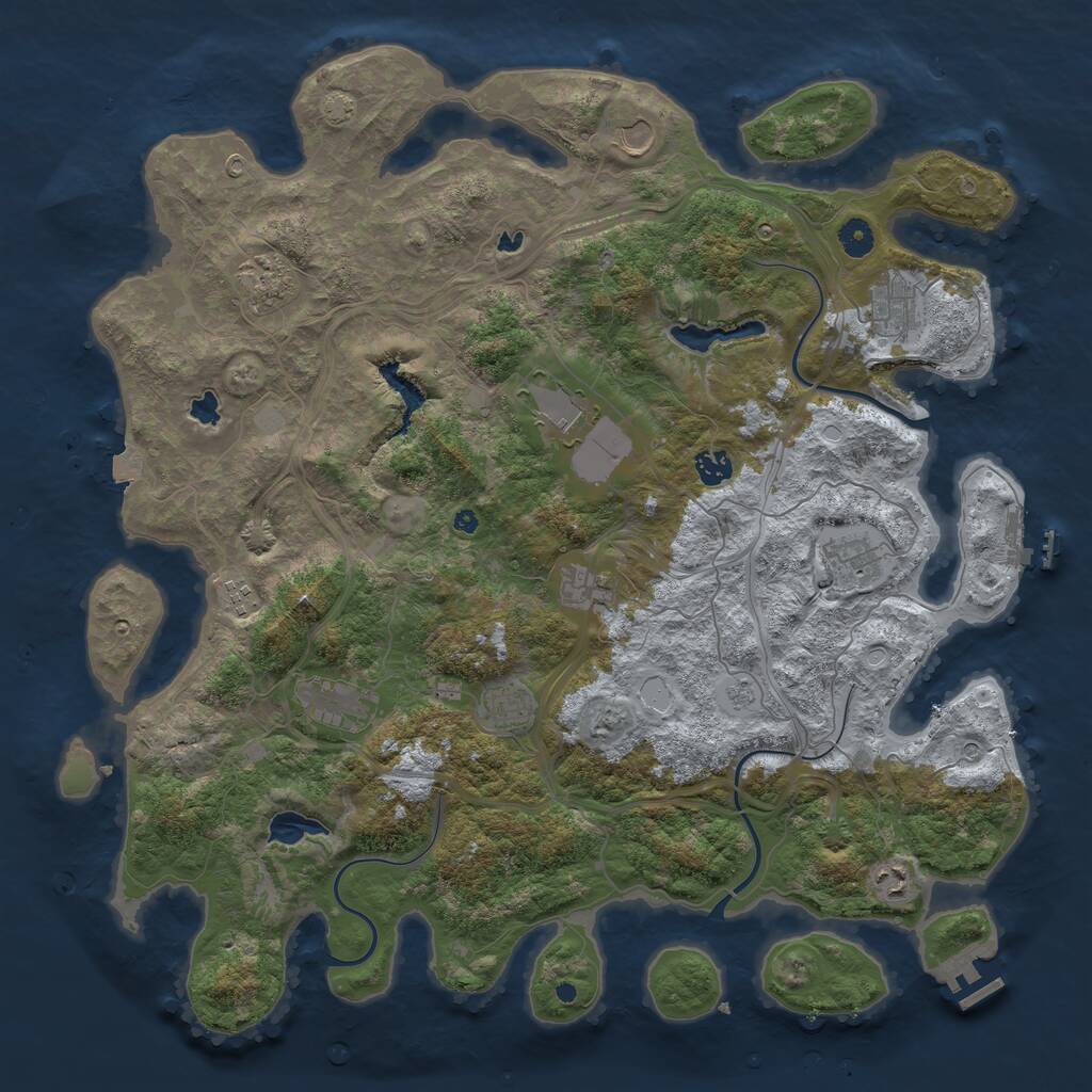 Rust Map: Procedural Map, Size: 4500, Seed: 1870929678, 17 Monuments