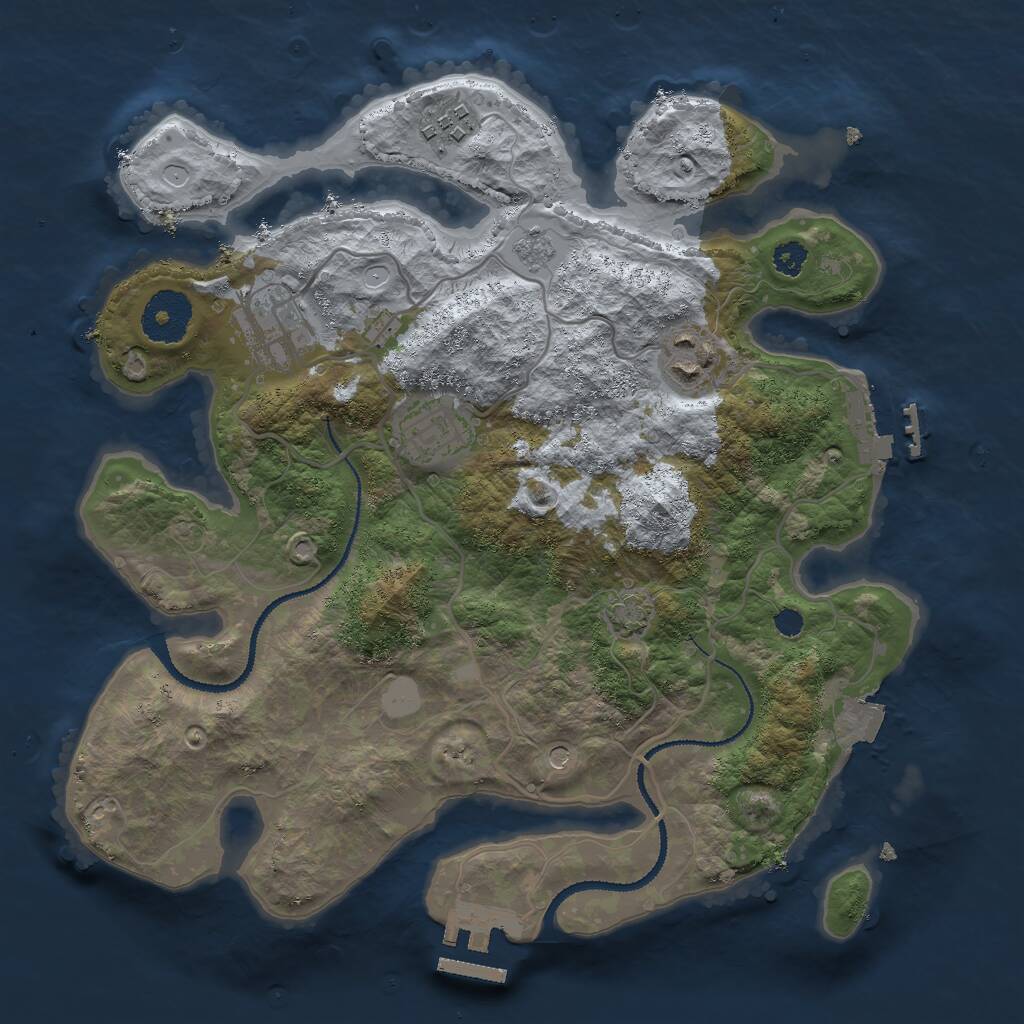 Rust Map: Procedural Map, Size: 3000, Seed: 1218562123, 10 Monuments