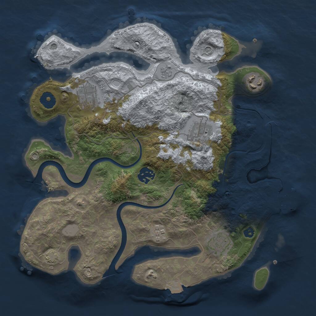 Rust Map: Procedural Map, Size: 3000, Seed: 1218562123, 11 Monuments