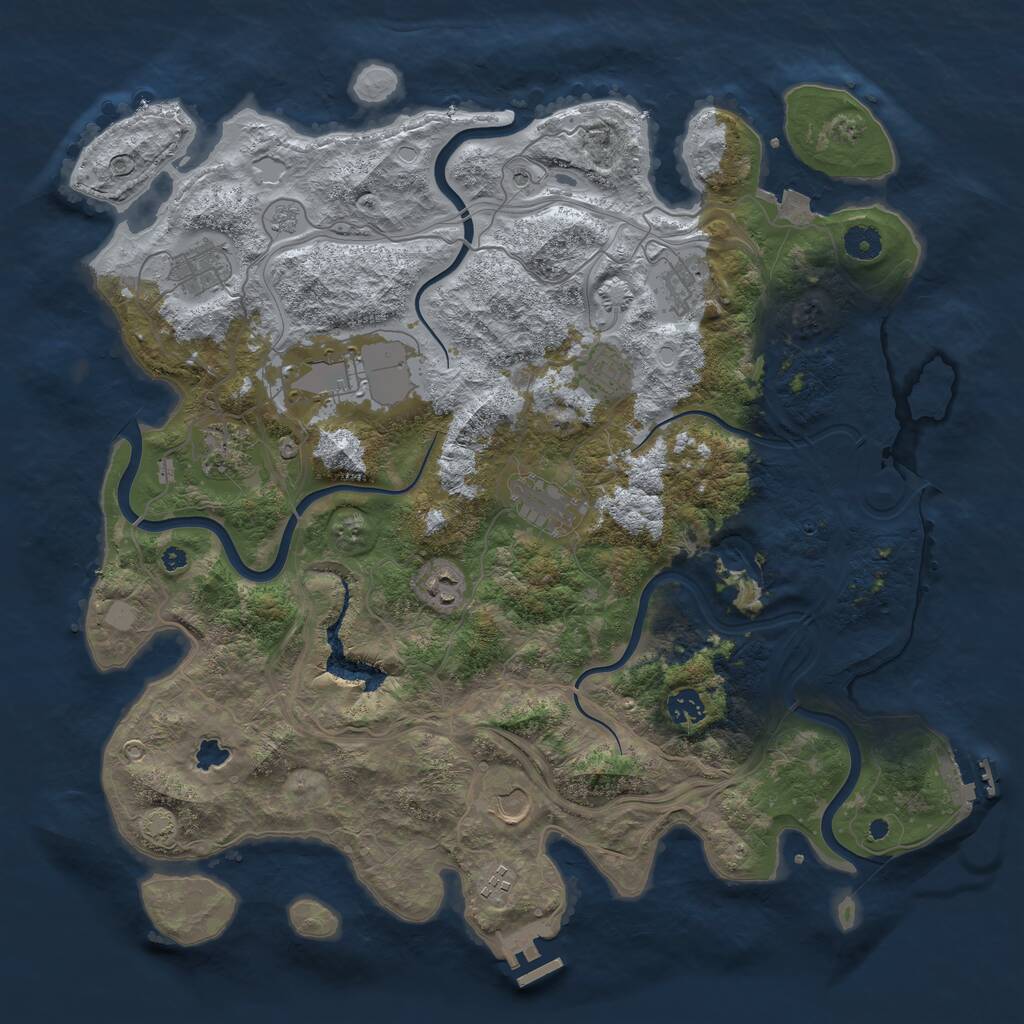 Rust Map: Procedural Map, Size: 4250, Seed: 916282441, 16 Monuments