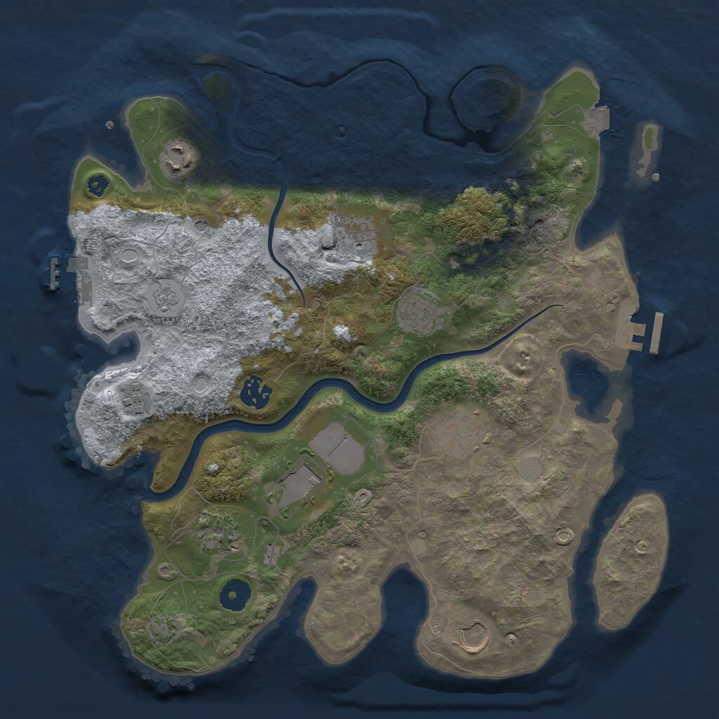 Rust Map: Procedural Map, Size: 3500, Seed: 784208208, 15 Monuments