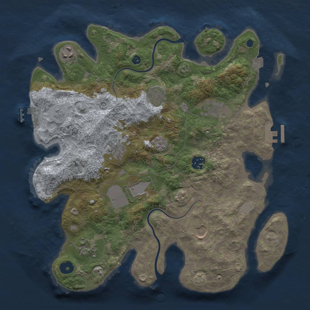 Rust Map: Procedural Map, Size: 3500, Seed: 784208208, 15 Monuments