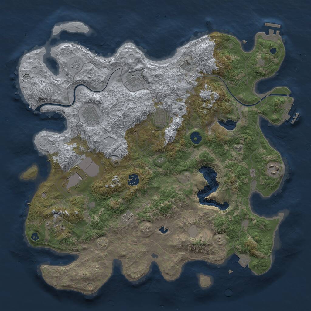 Rust Map: Procedural Map, Size: 4000, Seed: 564272471, 14 Monuments