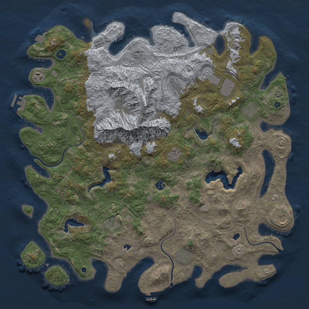 Rust Map: Procedural Map, Size: 5000, Seed: 388149427, 16 Monuments