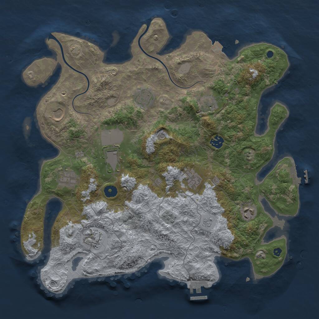 Rust Map: Procedural Map, Size: 3800, Seed: 420695362, 16 Monuments