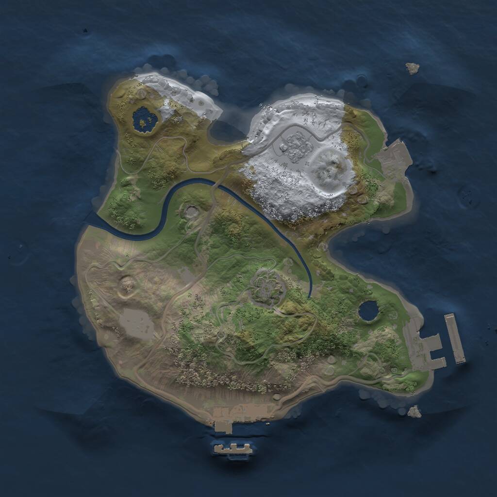 Rust Map: Procedural Map, Size: 2000, Seed: 1279379128, 5 Monuments