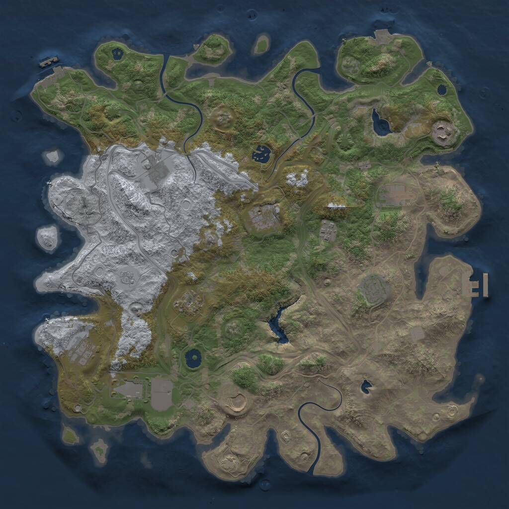 Rust Map: Procedural Map, Size: 4250, Seed: 1184975767, 17 Monuments