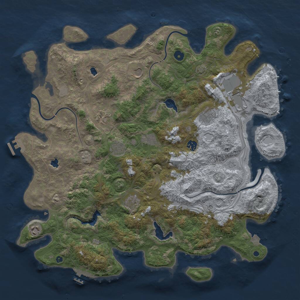 Rust Map: Procedural Map, Size: 4500, Seed: 75182, 16 Monuments