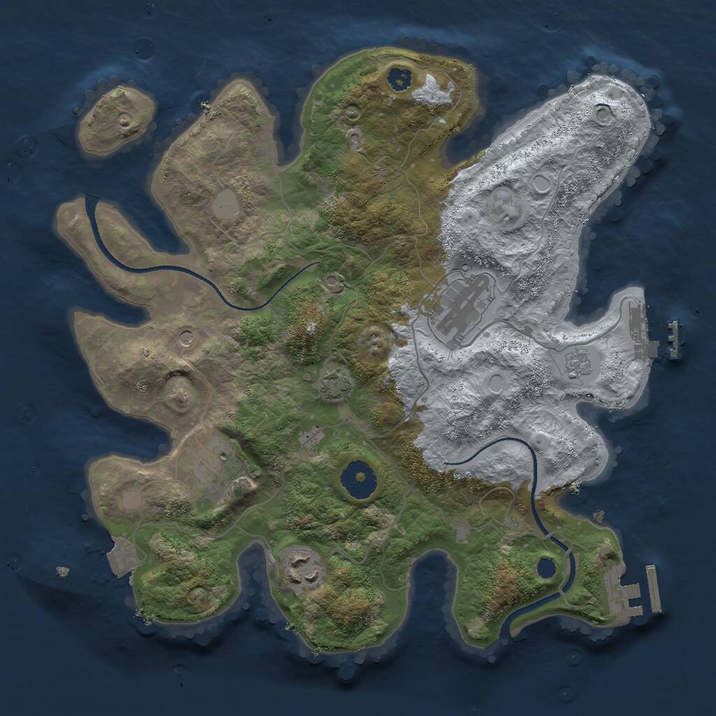 Rust Map: Procedural Map, Size: 3000, Seed: 1783077816, 9 Monuments