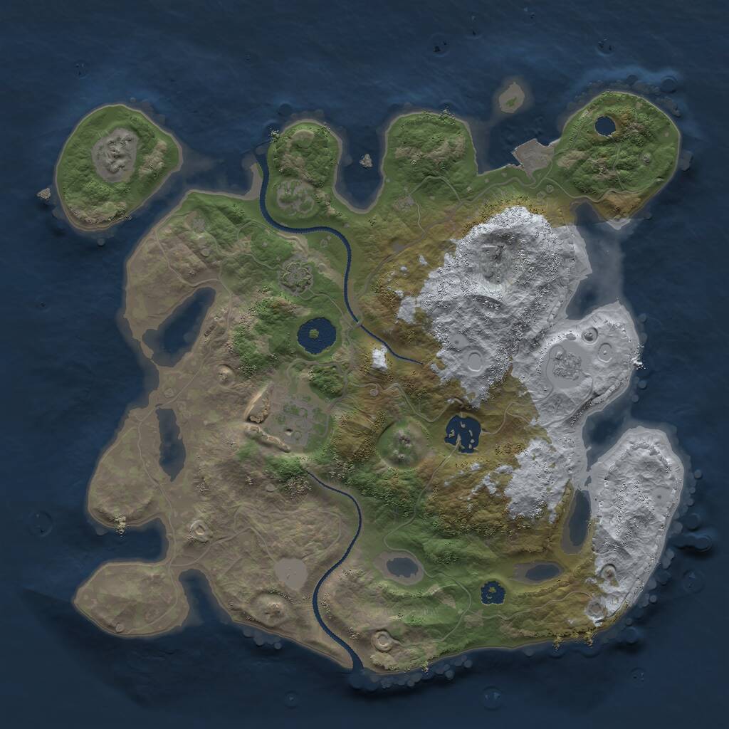 Rust Map: Procedural Map, Size: 3000, Seed: 958429898, 5 Monuments