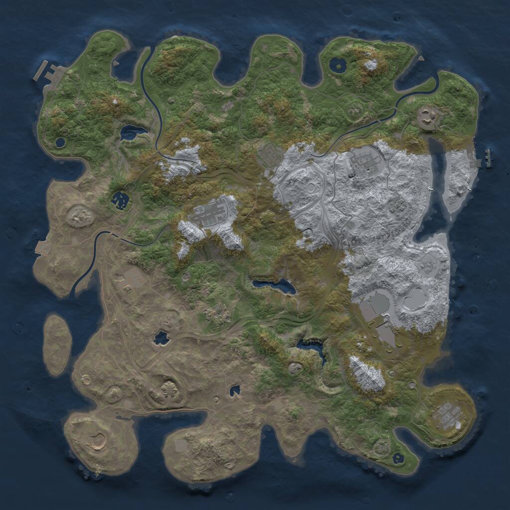 Rust Map: Procedural Map, Size: 4500, Seed: 421063097, 17 Monuments